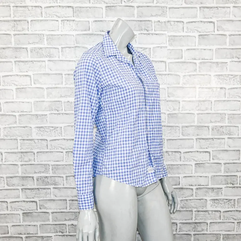 Frank & Eileen Button up BARRY Shirt Blue Gingham check size Small - Picture 5 of 10